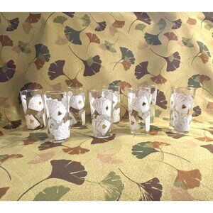 8 pc Set Vtg. Highball Glasses, Gambling, Poker, Cards, Man Cave EUC! Gold Trim